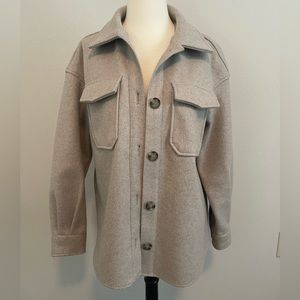 Avec Les Filles Shacket, Size Small Taupe